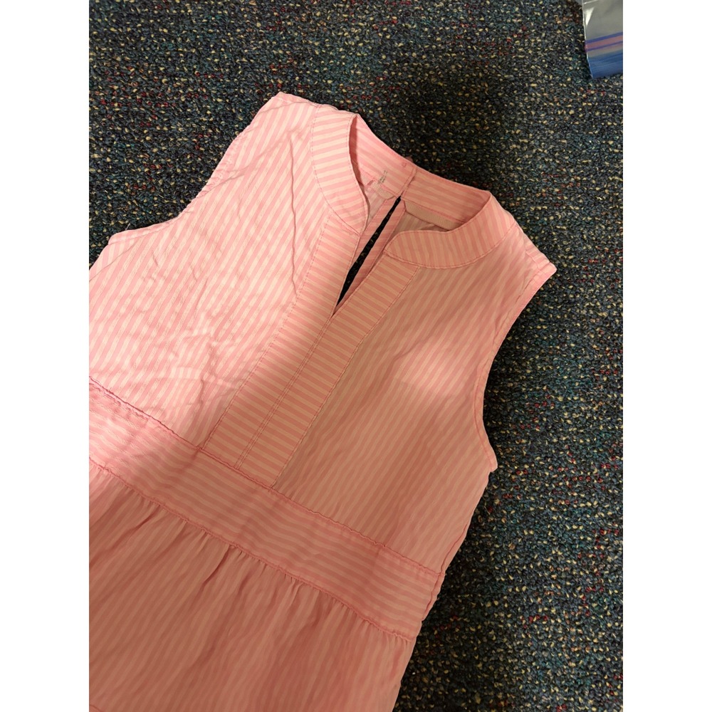 Vineyard Vines Girls Pink White Seersucker Performance Tiered Dress Size 5